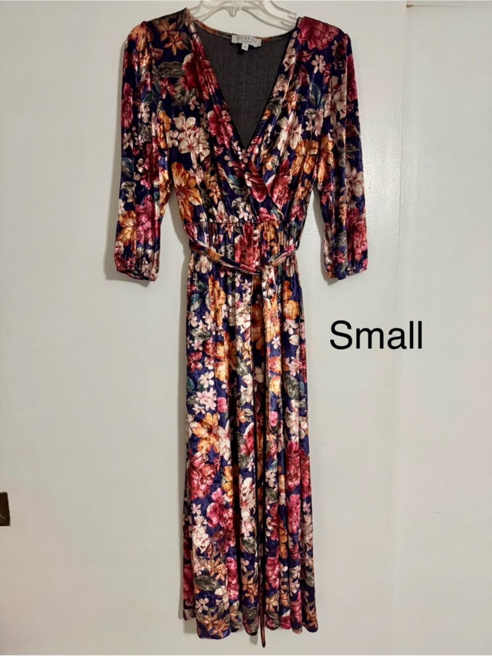 Floral Velvet Wrap Maxi Dress - Navy Multi